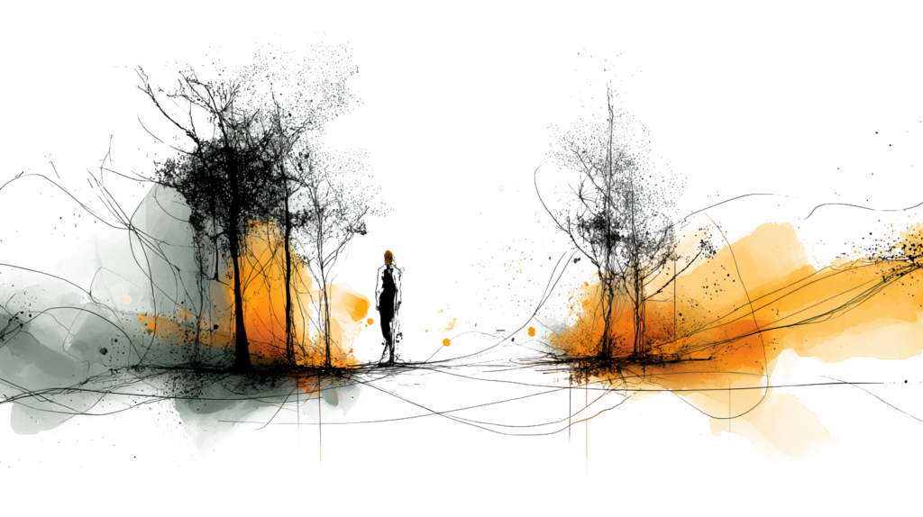 Abstrakte Illustration zum Thema Anpassungsstörungen im Stil von "Ihre Psyche"